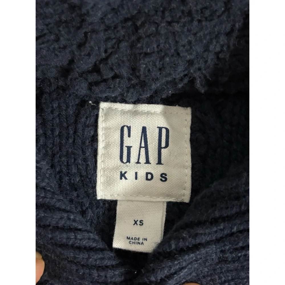 Gap Kids Boys Blue Cable-Knit Mock Neck Button Pullover Sweater XS